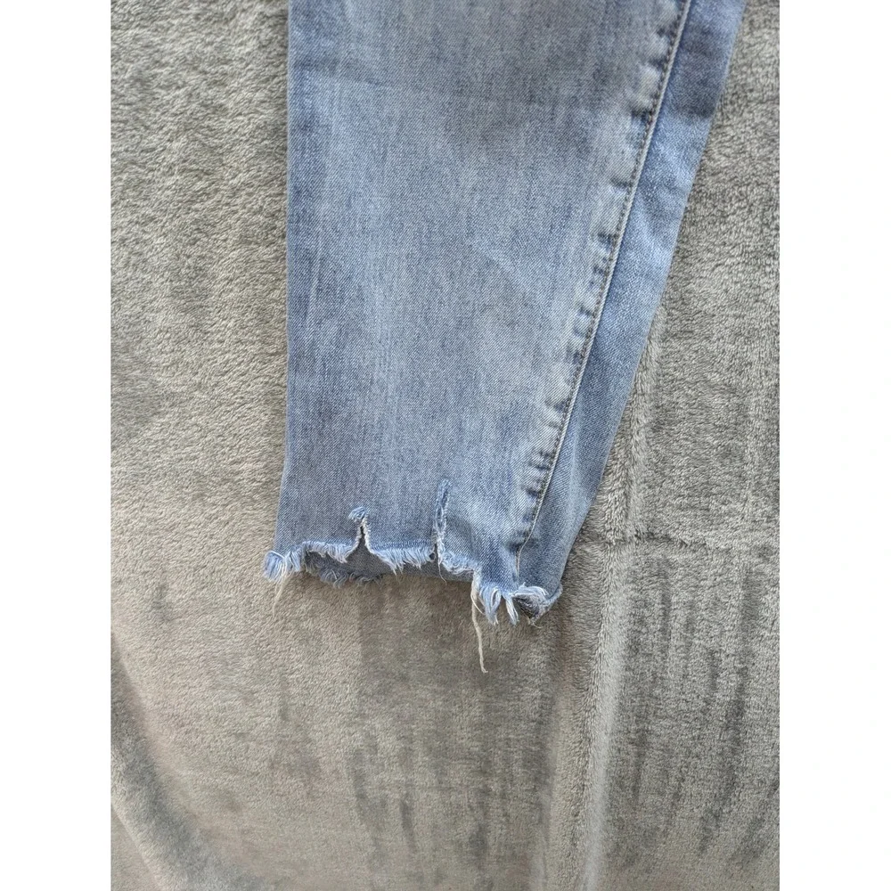 Grunge Distressed High Rise Vintage Jeans Womens 25 Light Wash Raw Hem Rewash‎